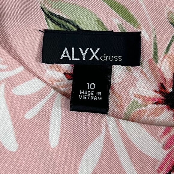 ALYX Midi Dress Sz 10 Sleeveless Pink White Floral Flowers Polyester Spandex - Picture 3 of 16